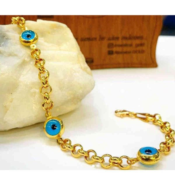 2021 Bracelet de manche à arc de mode nazar boncugu femme bijou turc cadeau Hercai Reyyan Amulet Gold Syriac Evil Eye Perle