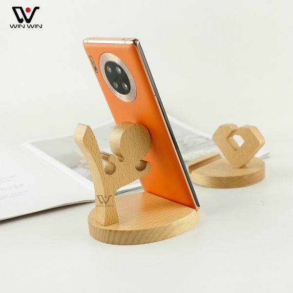 Soporte perezoso de madera Animal creativo de moda 2021 para soporte de logotipo personalizado de teléfono móvil Universal al por mayor