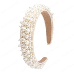 2021 Mode Flanel Inlaid Pearl Acryl Hoofdbanden Vrouwen Elegante Temperament Wide-Breimmed hoofdband Haaraccessoires