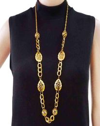 2021 модное золотое ожерелье с круглой звездой и монетой для женщин, длинные подвески, ожерелья, геометрические винтажные украшения 22021026838576101