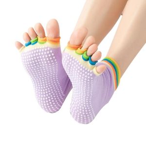 2021 Mode demi-cinq doigts Coton Turnuels Chaussettes de yoga sans glissement Pilates Pilates Antikle Grip Durable Anti-Slip Pilates Chaussure de chaussette