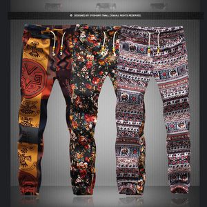 2021 moda hombre Slack Harem pantalones de moda Casual Hippie cordón de lino para hombre patrón exótico pantalones de alta calidad de talla grande 5XL