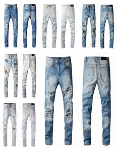 2021 Fashion Men Designer Jeans Hiphop High Street Mid Hole Brand Brand Retro Retro Torn Fold Centing T-shirt Designers Hood2510891