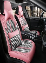 2021 Mode PU Lederen Autostoelhoezen voor a3 a4 b6 b8 a6 a5 q7 interieur accessoires beschermer Vlas Stiksels stijl Auto kussen 1 set3883628