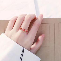 2021 Mode-steentjes zoete fruit rode aardbei open verstelbare vinger ringen voor vrouwen meisjes partij geschenken kleine verse ring