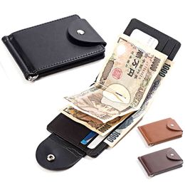 2021 Fashion Short Money Clip Metal Leather Simple Slim Maien San Organizer Minimalistische Mannen Portefeuilles