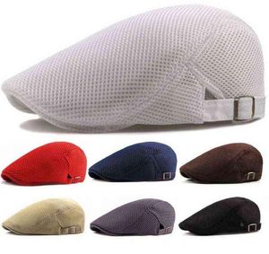 2021 Mode Été Hommes Chapeaux Respirant Mesh Journal Garçon Casquettes En Plein Air Gorros Mode Chapeaux De Soleil Casquette Plate Unisexe Casquettes Ajustables Go7211304