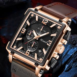 2021 Mode Waterdichte Quartz Horloges Horloges Topmerk Luxe Business Riem Grote Dial Square Chronograph Clock