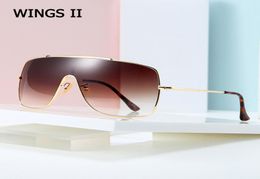 2021 Fashion Wings II Gafas de sol de escudo de estilo con Metal Hood Men Diseño de marca Vintage Gafas Sun Oculos de Sol 502796161067