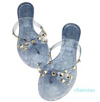 2021 mode femme sandales tongs été Cool plage Rivets grand arc plat sandale marque gelée chaussures filles taille 36-41