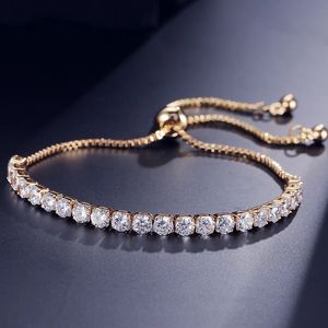 2021 mode femmes Bracelet cubique zircone tennis réglable bracelet bracelet pour dame or argent rond coupe cristal bijoux de mariage AL8313