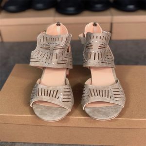 2021 mode vrouwen sandaal zomerjurk hoge hak sandalen designer schoenen partij strand sandalen met kristallen goede kwaliteit EU35-43 W13
