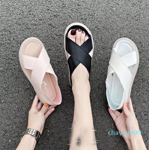 # 2021 Fashion Femmes Sandales Shoe Summer Ins Tide Sandale Roman Cross Pantres d'extérieur Flats Flat Girl Chaussures Haute qualité 35-40