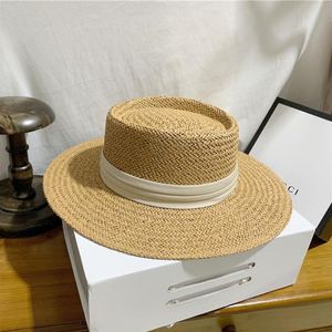 Sombrero de ala ancha tejido a la moda para mujer, sombrero para el sol, gorro ancho para mujer, visera plana para padres e hijos, sombreros de paja tejidos 286g 2021