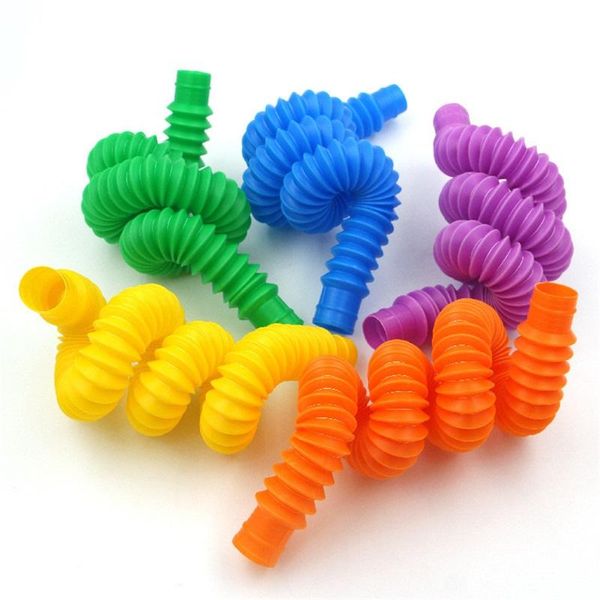 2021 Favoriser Multicolore Plastique Pop Tube Stretch Enfants Adulte Stress Anxiété Soulagement Ripple Pipe Jouets Télescopique Fidget Décompression Sensorielle