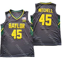 2021 Final Four 4 NCAA College Baylor Jersey 45 Davion Mitchell Gray Green Drop Shipping Maat S-3XL