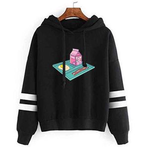 2021 Flim Flam Flamingo Merch Aardbei Melkbox Hoodie Sweatshirts Stijlvolle Herfst Winter Brief Hooded Pullovers Print Hoodie G1208