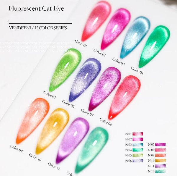 2021 Color fluorescente SPAR salón de ojos de gato pegamento especial para uñas una pantalla de siete colores color blanco caijing ojo de gato gelpolish Soak Off Nail Gel Polish Salones de arte de uñas