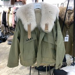 2021 Vossenbont Parka Vrouwen Echte Bontjas Met Vossenbontkraag Rex Konijn Voering Winter Warm Bont Jas Kleding