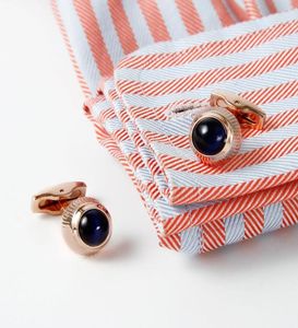 2021 Bijoux de manche à manche rose Gold Colds Colds With Blue Crystals Shirt Sleeve Nails Cufflinks for Gentlemen Gift XK19S1382564856