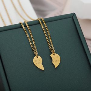 Collier d'amitié pour hommes et femmes, bijoux couleur or, ensemble deux pièces en forme de cœur, pendentif, cadeaux de remise de diplôme, 2021