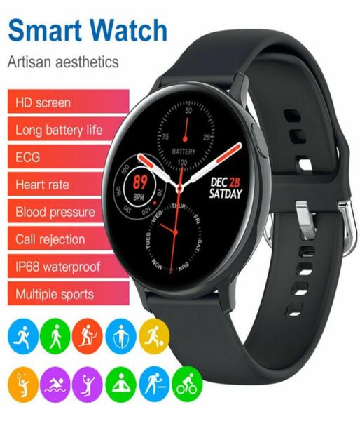 2021 Écran tactile rond complet S20 Smart Watch Men Femmes IP68 IP68 SPORT SPORT SPROFT SMARTATCH ECG CARTEUR MONITEUR POUR IOS Android Top7943943