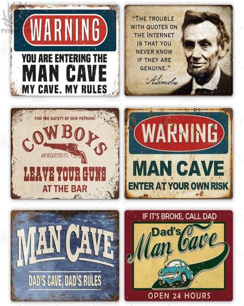 2021 Funny Man Cave Signs Vintage Metal Sign Placa Metal Vintage Retro Tin Sign Decoración de pared para Man Cave Bar Pub Garaje Decorativo8854143