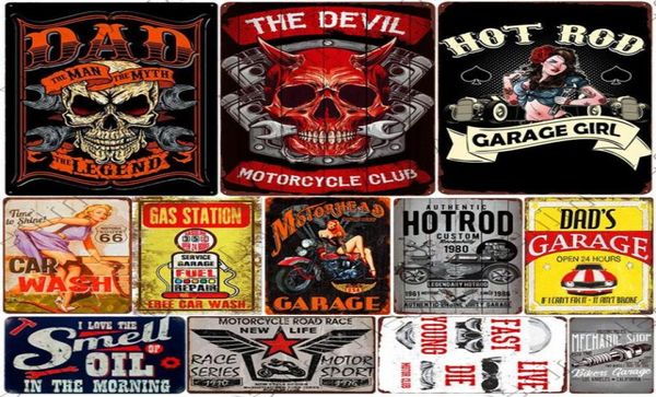 2021 Garage Decor Motor Huile Plaque Vintage Metal Tin Signes Home Bar Pub Garage Gas Station de gaz décorative Plaques de fer Autocollants muraux AR5660229