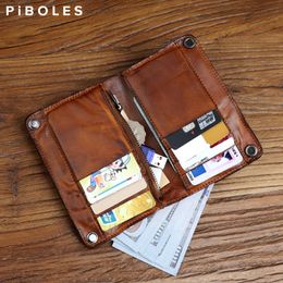 2021 hakiki deri cüzdan erkekler için Vintage buruşuk kısa ikiye katlanmış adam çanta kredi kartı tutucu fermuarlı para cebi para çantası