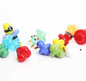 2021 Verre Carb Cap Ball OD 22mm Fumer Coloré Canard Spinning Bubble Caps pour Banger Thermique Nail Rig bol Tuyau D'eau bong