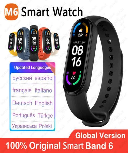 2021 Version mondiale M6 bande montre intelligente hommes femmes Smartwatch Fitness Sport Bracelet pour Apple Huawei Xiaomi Mi Smartband Watches8017762