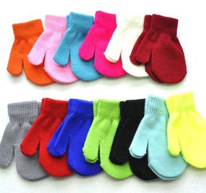 2021 handschoenen schattige winter baby handschoenen wanten kinderen volledige vinger houden warme effen kleuren voor sport fietsen vissen snowboard running