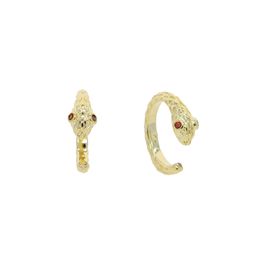 2021 Gouden kleur Micro Pave Red CZ Eye Cute Lovely Animal Design Europese Vrouwen Geen Piercing Snake Clip on Earring