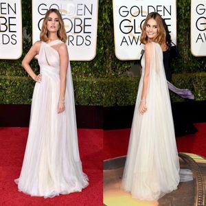 2021 Golden Globe Award Lily James Robes de soirée formelles de célébrité Tulle Longueur de plancher Robes de soirée de bal293b