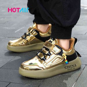 2021 Golden Kids Sneakers Jongens Casual Schoenen voor Kinderen Sneakers Schoenen Lederen Anti-Slippery Fashion Tenis Infantil Menino G1210