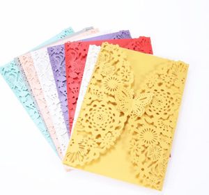 2021 Prachtige Verticale Laser Cut Butterfly Uitnodigingen Kaarten Kits voor Bruiloft Bruids Douche Verjaardag en Sweet 16