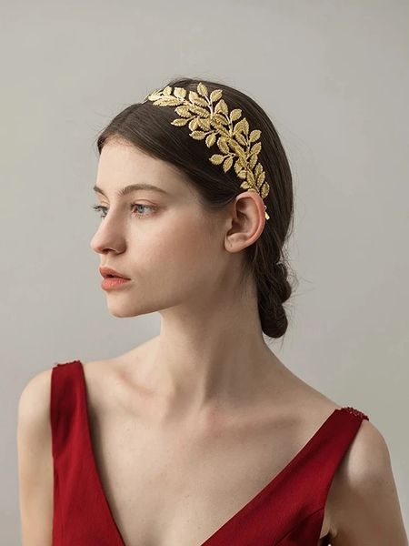 2021 Déesse grecque cheveux vigne diadème mariée olive couronne baroque bandeau feuille d'or branche casque fée mariage bijoux accessoires AL8337