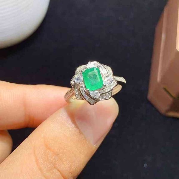 2021 piedra preciosa esmeralda verde para mujer, joyería de plata auténtica 925, anillo de compromiso con gema natural certificada, buen regalo