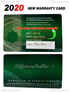 2022 Green No Boxes Carte de garantie Rollie NFC sur mesure avec couronne anti-falsification et étiquette fluorescente Cadeau Même étiquette de série Super Edition 126610 126710 Puretime A1