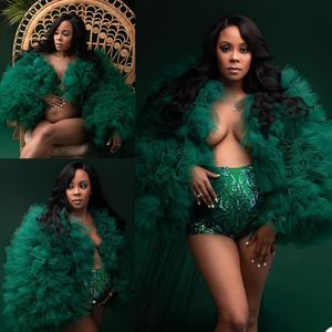 2021 Vert Grande Taille Dames Enceintes Vêtements De Nuit De Maternité Robe À Paillettes Appliques Chemises De Nuit Pour Photoshoot Lingerie Peignoir Vêtements De Nuit Baby Shower