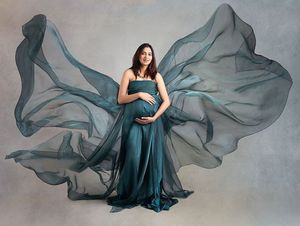 2021 Groene Plus Size Zwangere Dames Moederschap Nachtkleding Jurk Vlek een Lijn Nachthemden voor Photoshoot Lingerie Bathrobe Nightwear Baby Shower