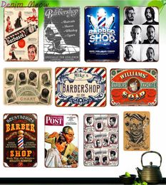 2021 Haar snijden Retro Plaque Metal Signs Barber Shop Vintage Painting Wall Art Posters Cafe Bar Pub Shave Haircut Home Decor S2764775