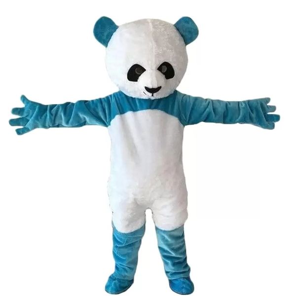 2021 Disfraz de mascota de panda azul de Halloween Animal de dibujos animados Personaje de tema de anime Fiesta de carnaval de Navidad Disfraces de lujo Tamaño adulto Cumpleaños Traje al aire libre