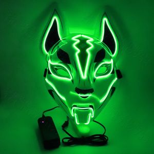 2021 Halloween Led Gloeiende Koud Licht Glow Vos Cosplay Party Eng Masker Maskerade Cos Accessoires Speelgoed Voor Adult266W