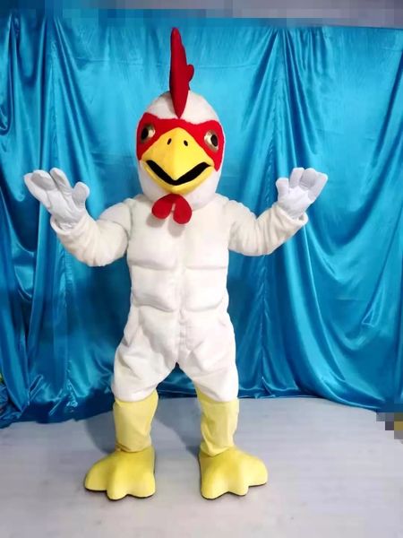2021 Disfraz de mascota de pollo de gallo blanco de Halloween de alta calidad Gallo de dibujos animados Personaje animal Disfraces de carnaval de Navidad Paty Fancy Dress