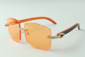 2021 lunettes de soleil de créateurs haut de gamme 3524022 lentille de coupe sans fin en diamant hybride naturel lunettes de jambes en bois, taille: 58-18-135mm