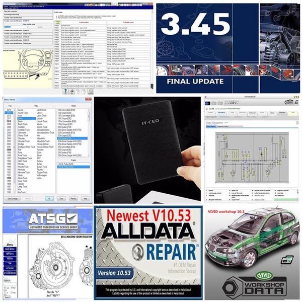 2021 Logiciel Alldata 10 53 et OD5 de haute qualité AutoData 3 38 Toutes les données avec 2015 El in Vivid atsg 24 in 1 To HDD USB3 0258B