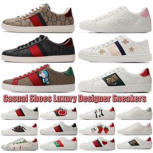 Zapatos casuales Diseñador Italia Zapatillas de deporte Bee Ace Zapatos Zapatillas de deporte Zapatos para hombre Vintage Patrón de lujo Parte inferior Gato Tigre Zapatos de cuero para mujer Zapatillas de deporte