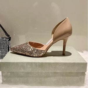 2021 zapatos de boda de diseñador de alta calidad para mujer, sandalias para mujer, vestido Sexy a la moda, tacones con punta en pico, cuero brillante, talla 35-41