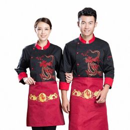 2021 Haute Qualité Drag Pattern Chef Uniforme Hommes Femmes Patisserie Cozinha Cocinero Restaurant Cuisine Cuisine Vêtements FF1340 86pb #